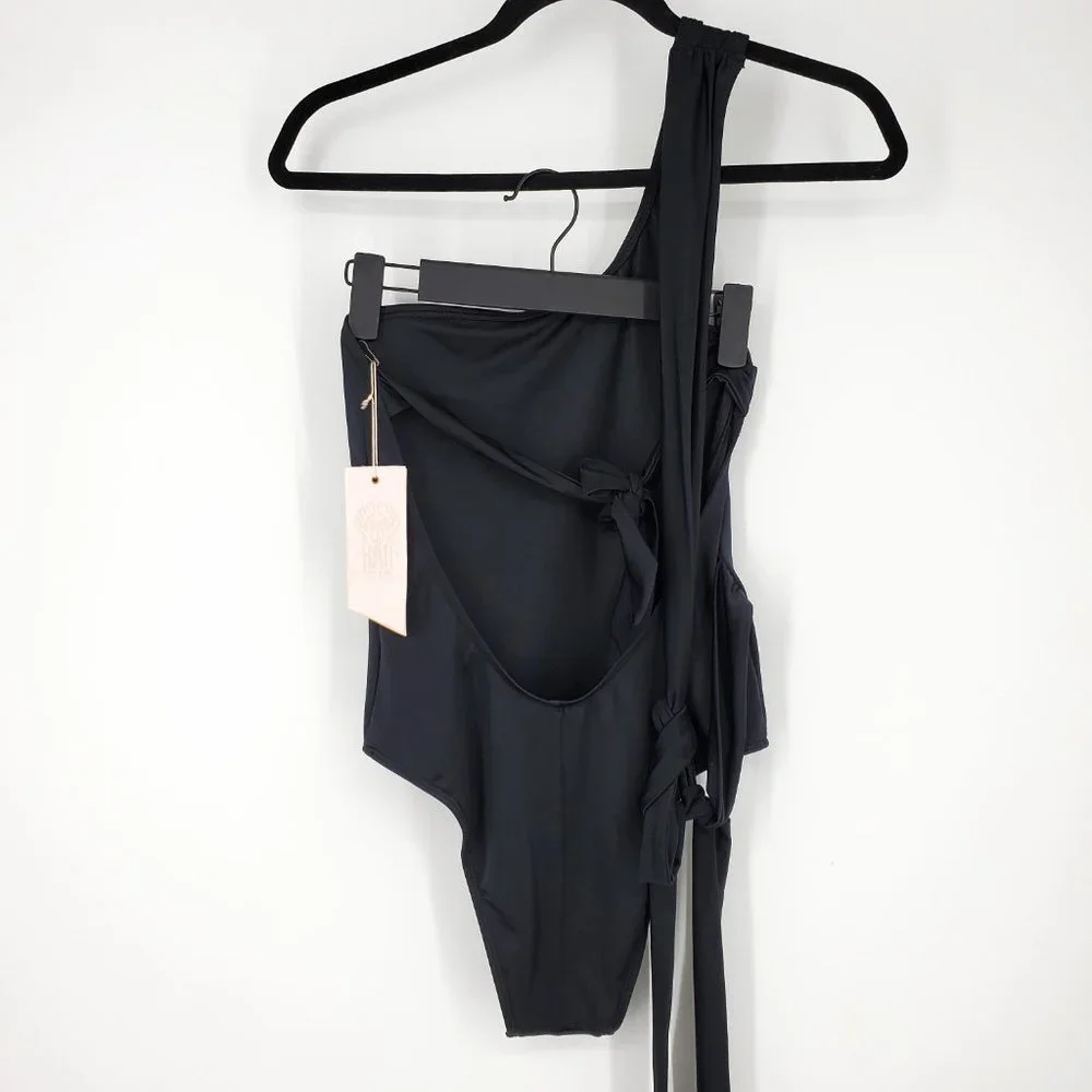 NWT‎ We Are HAH 1 4 Ur Soul One Shoulder Swimsuit Black Size Medium